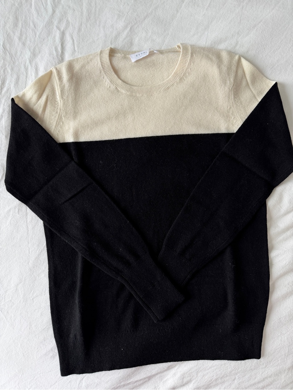 Everlane Black & White Cashmere Sweater XS